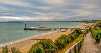 image of bournemouth pier and bournemouth beach from the cliffs