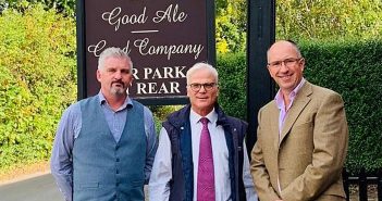 Phil Hoyle, landlord of the London Tavern, Sir Desmond Swayne MP and Rob Lowe, area manager for EI group.