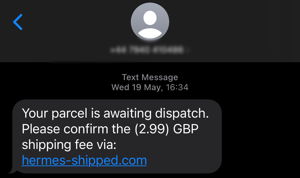 fake hermes scam text