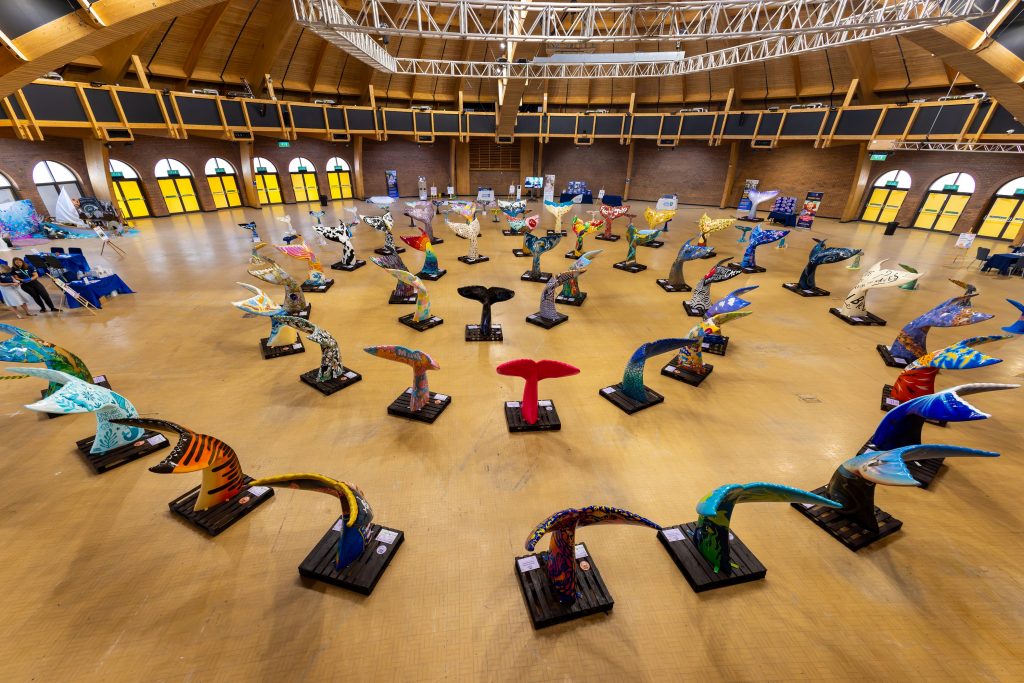 all 88 mermaid tails from the great tail trail together at farewell event
